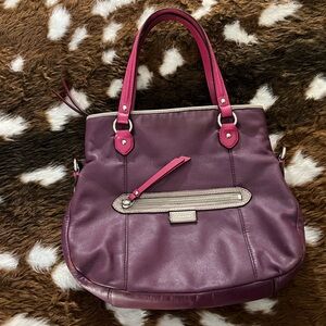 COACH Purple Pink Leather Purse Bag Funky Retro Colorful Indie Y2K Coquette